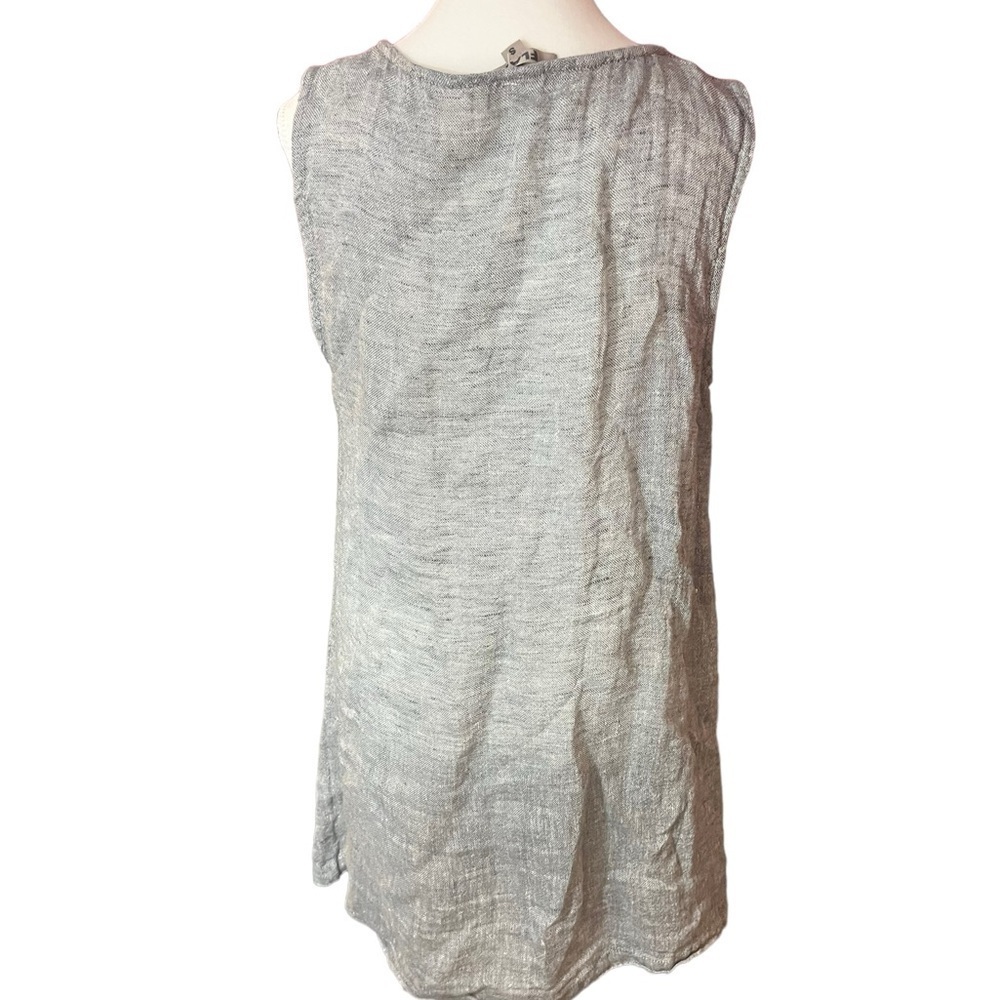 Flax mini dress Lithuanian linen minimalist grey neutral wardrobe staple - Picture 2 of 5